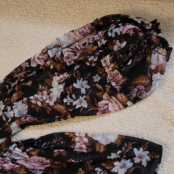 NWT Anthropologie o.p.t. Floral Ruffled Detailed Long Sleeve Blouse in Black - Picture 8 of 12
